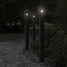 VidaXL Lampa ogrodowa słupek z gniazdkiem, czarna, 110 cm, stal
