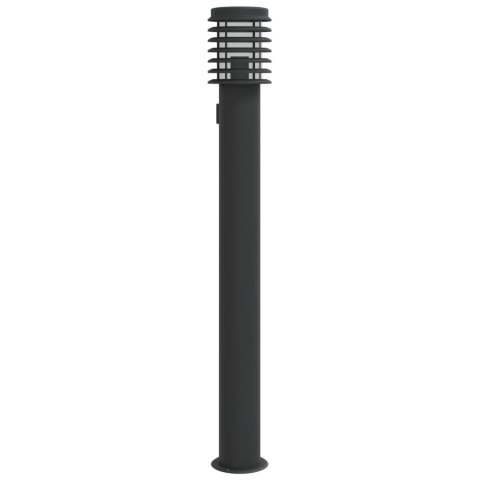 VidaXL Lampa ogrodowa słupek z gniazdkiem, czarna, 110 cm, stal