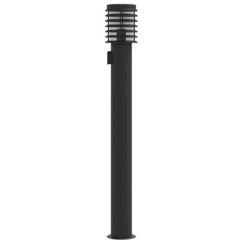 VidaXL Lampa ogrodowa słupek z gniazdkiem, czarna, 110 cm, stal