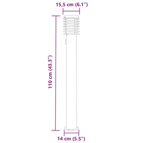 VidaXL Lampa ogrodowa słupek z gniazdkiem, czarna, 110 cm, stal