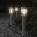 VidaXL Lampy ogrodowe na słupku, 3 szt., srebrne, 60 cm, stal