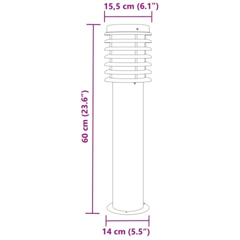 VidaXL Lampy ogrodowe na słupku, 3 szt., srebrne, 60 cm, stal