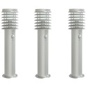 VidaXL Lampy ogrodowe na słupku, z czujnikiem, 3 szt., srebrne, 60 cm