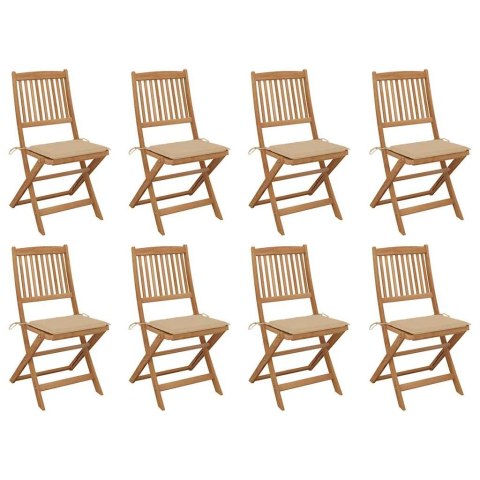 SKŁADANE KRZESŁA OGRODOWE Z PODUSZKAMI 8 SZT. DREWNO AKACJOWE