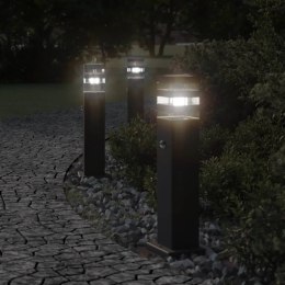 VidaXL Zewnętrzne lampy stojące, z czujnikami, 3 szt., czarne, 50 cm