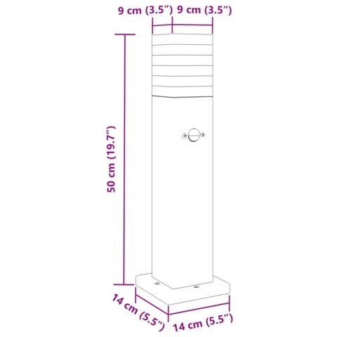 VidaXL Zewnętrzne lampy stojące, z czujnikami, 3 szt., czarne, 50 cm