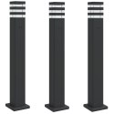 VidaXL Zewnętrzne lampy stojące, z gniazdkami, 3 szt., czarne, 80 cm