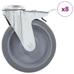 VidaXL 8 skrętnych kółek z otworem na śrubę, 125 mm