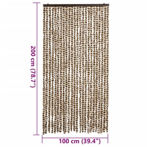 VidaXL Zasłona przeciwko owadom, beżowo-brązowa, 100x200 cm, szenil
