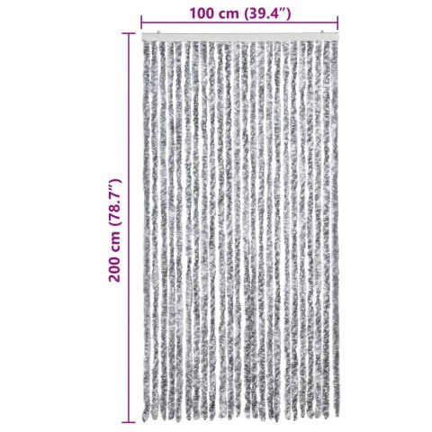 VidaXL Zasłona przeciwko owadom, biało-szara, 100x200 cm, szenil