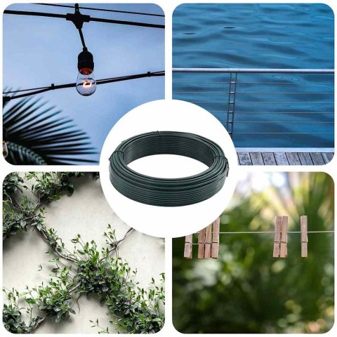 VidaXL Drut do wiązania ogrodzeń Zielony 25 m PVC