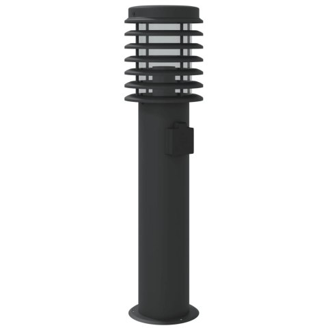 VidaXL Lampy ogrodowe na słupku, z gniazdkiem, 3 szt., czarne, 60 cm