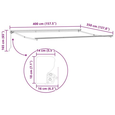 VidaXL Rama manualnej markizy Z regulacją Antracyt 4 × 3,5 m Stal