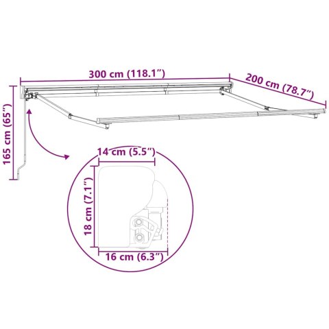 VidaXL Rama markizy Kremowy 300 x 200 cm Poliester z powłoką PU