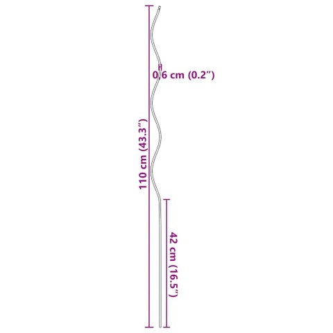 VidaXL Spiralne podpórki do roślin, 5 szt., 110 cm, stal galwanizowana