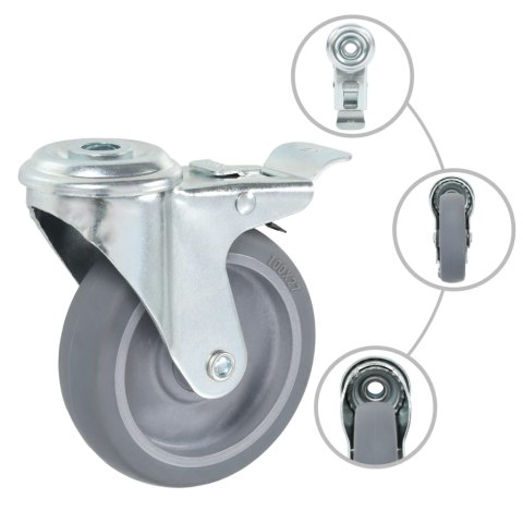 VidaXL Kółka skrętne z otworem na śrubę, 4 szt., 100 mm