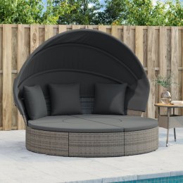 WYSPA SŁONECZNA LEŻAK OGRODOWY BALDACHIM 178CM RATAN SOFA MODUŁOWA PODUSZKI