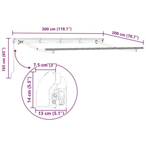 MARKIZA OGRODOWA ZWIJANA KREMOWY 300X200CM TKANINA