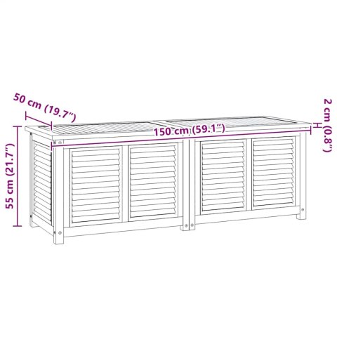 VidaXL Skrzynia ogrodowa z workiem, 150x50x55 cm, lite drewno tekowe