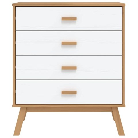 VidaXL Komoda OLDEN, biało-brązowa, lite drewno sosnowe