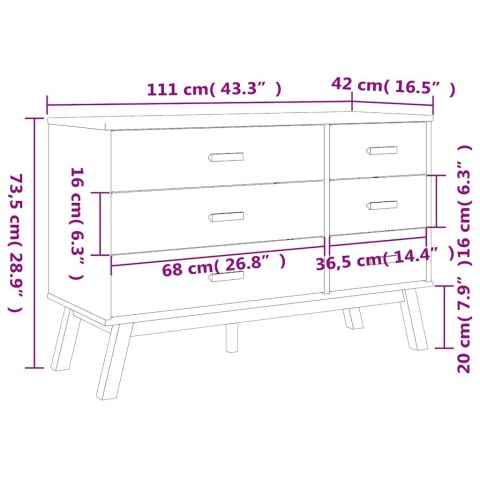 VidaXL Komoda OLDEN, biało-brązowa, lite drewno sosnowe
