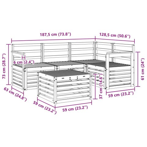VidaXL Zestaw sof na zewnątrz 5 pcs Naturalny Lite Drewno Akacji