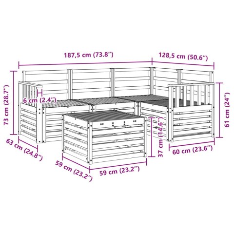 VidaXL Zestaw sof na zewnątrz 5 pcs Naturalny Lite Drewno Akacji