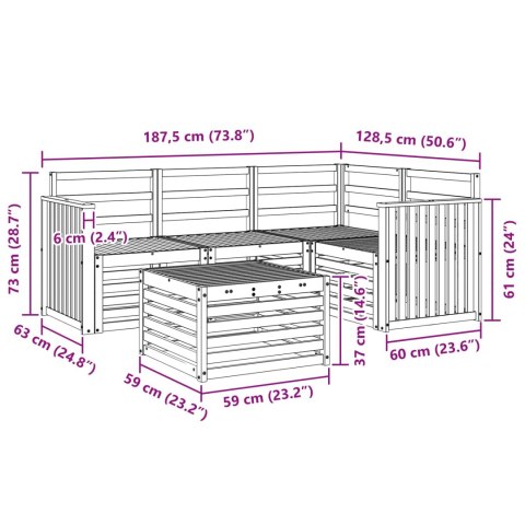 VidaXL Zestaw sof na zewnątrz 5 pcs Naturalny Lite Drewno Akacji