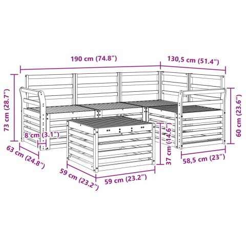 VidaXL Zestaw sof na zewnątrz 5 pcs Naturalny Lite Drewno Akacji