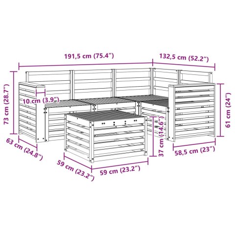 VidaXL Zestaw sof na zewnątrz 5 pcs Naturalny Lite Drewno Akacji