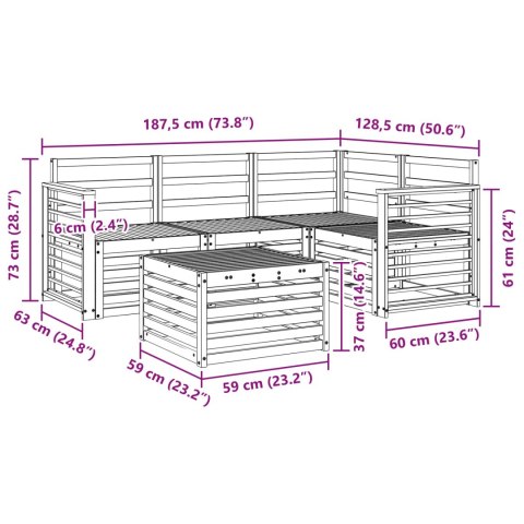 VidaXL Zestaw sof na zewnątrz 5 pcs Naturalny Lite Drewno Akacji