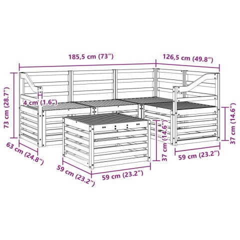 VidaXL Zestaw sof na zewnątrz 5 pcs Naturalny Lite Drewno Akacji