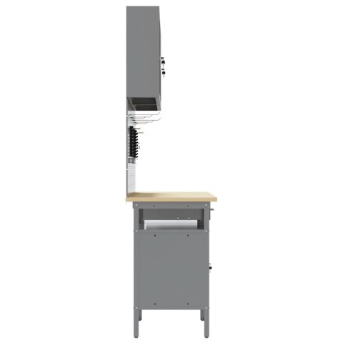 ZESTAW STOŁU WARSZTATOWEGO 8 SZT. CZARNY STAL MALOWANA PROSZKOWO