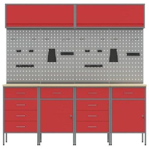 ZESTAW SZAFEK ROBOCZYCH Z PRZECHOWYWANIEM 10 SZT. CZERWONY