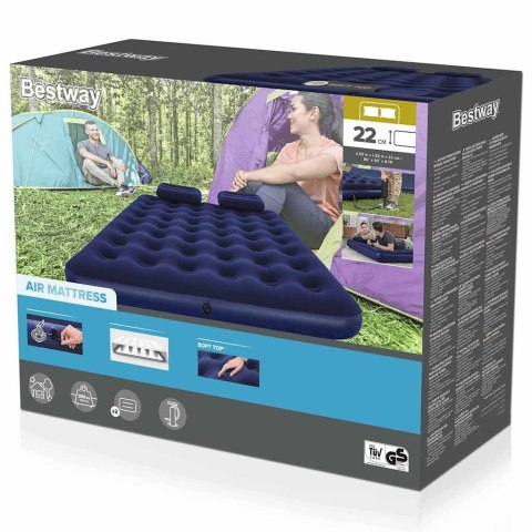 Bestway Materac z poduszkami i pompką, 203 x 152 x 22 cm, 67374