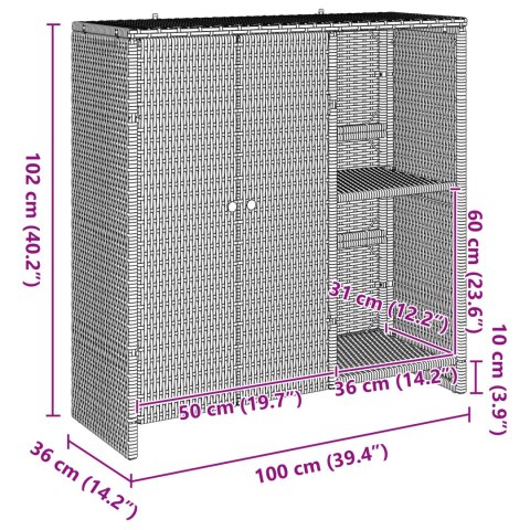 SZAFKA DO PRZECHOWYWANIA BRĄZOWY 100X36X102CM RATTAN