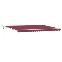 VidaXL Automatycznie zwijana markiza z LED, burgundowa, 500x300 cm