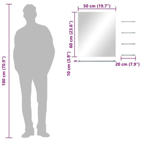 VidaXL Lustro ścienne z 5 półkami, srebrne, 50x60 cm