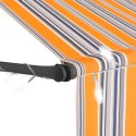 RĘCZNIE ZWIJANA MARKIZA OGRODOWA Z LED 250CM ŻÓŁTO-NIEBIESKA