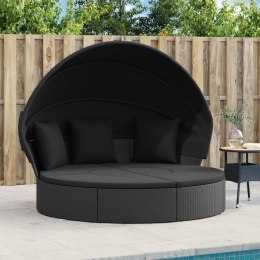 WYSPA SŁONECZNA LEŻAK OGRODOWY BALDACHIM 178CM RATAN SOFA MODUŁOWA PODUSZKI