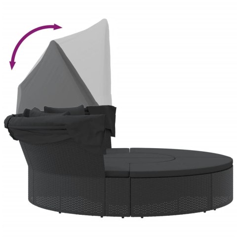 WYSPA SŁONECZNA LEŻAK OGRODOWY BALDACHIM 178CM RATAN SOFA MODUŁOWA PODUSZKI