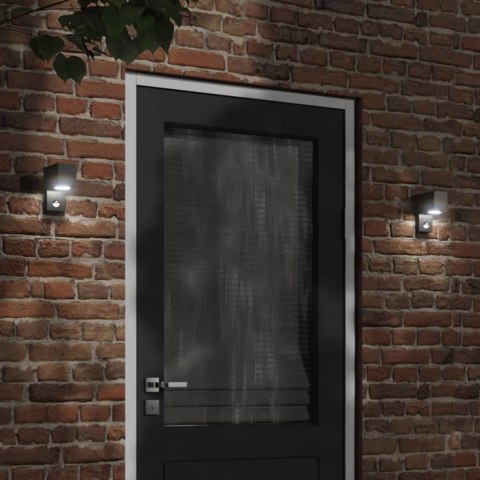 VidaXL Zewnętrzny kinkiet z czujnikiem, czarny, odlewane aluminium