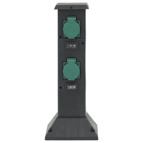 VidaXL Kolumna zasilająca z 4 gniazdami, czarno-zielona, 16x16x39,5 cm