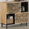 SZAFKA Z LITEGO DREWNA MANGO RĘCZNIE RZEŹBIONA RETRO KOMODA 80X33X75CM LOFT