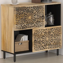 SZAFKA Z LITEGO DREWNA MANGO RĘCZNIE RZEŹBIONA RETRO KOMODA 80X33X75CM LOFT