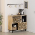 SZAFKA Z LITEGO DREWNA MANGO RĘCZNIE RZEŹBIONA RETRO KOMODA 80X33X75CM LOFT