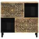 SZAFKA Z LITEGO DREWNA MANGO RĘCZNIE RZEŹBIONA RETRO KOMODA 80X33X75CM LOFT