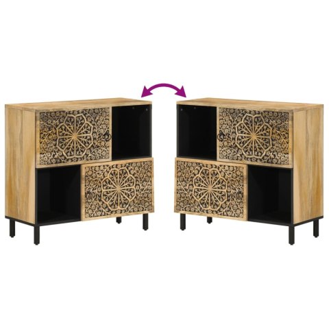 SZAFKA Z LITEGO DREWNA MANGO RĘCZNIE RZEŹBIONA RETRO KOMODA 80X33X75CM LOFT