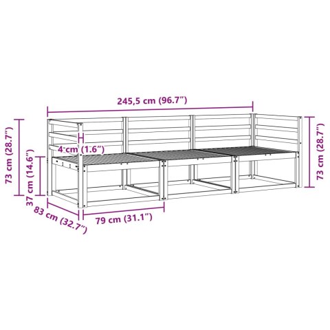 VidaXL Zestaw sof na zewnątrz 3 pcs Naturalny Lite Drewno Akacji