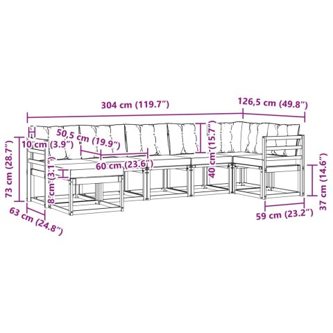 VidaXL Zestaw sof na zewnątrz z poduszką 7 pcs Naturalny i Beżowy